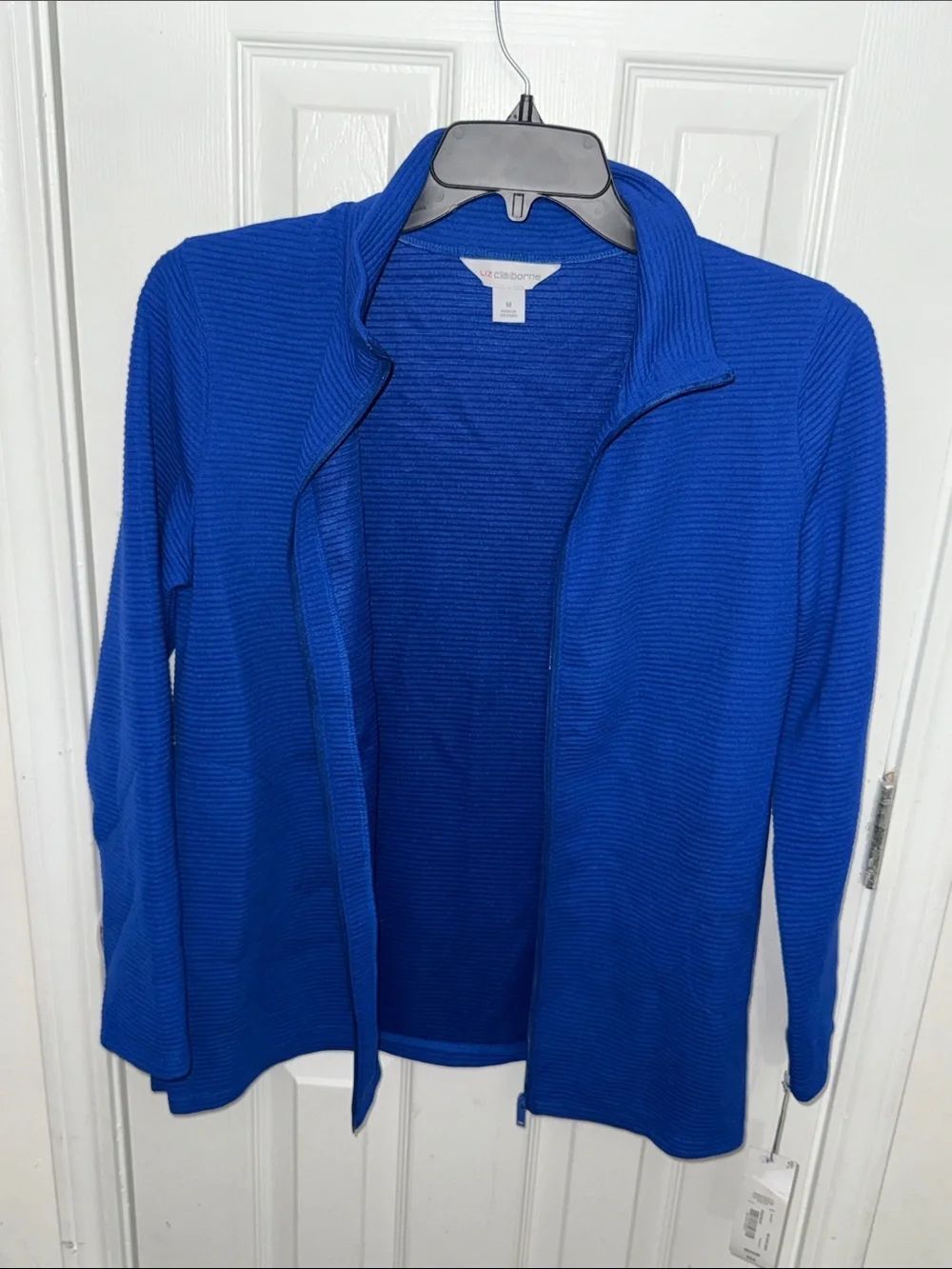 Cobalt Blue Zip Front Ribbed Cardigan - Picture 5 of 9
